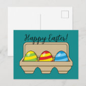 Verpakking van kleurrijke Cartoon paaseieren | Tek Feestdagenkaart (Voorkant / Achterkant)