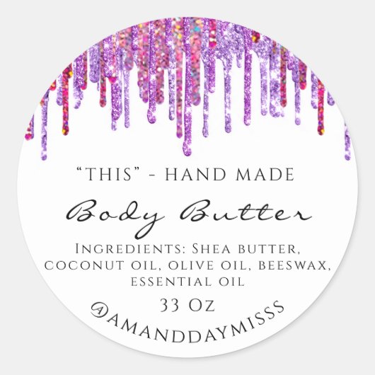 Verpakking van lichaamstanks Cosmetische Paarse dr Ronde Sticker (Voorkant)