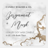 Verpakking van marmer- en goudkaarsen vierkante sticker (Voorkant)