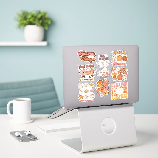 Verpakking van Retro Herfst en Thanksgiving Design Sticker (Laptop op bureau)
