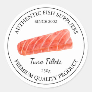 Verpakking van tonijnfilet ronde sticker