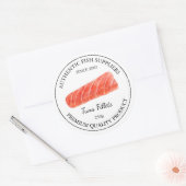 Verpakking van tonijnfilet ronde sticker (Envelop)