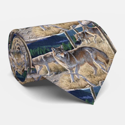 Verpakking van wolven in het bosschilderij stropdas (Opgerold)