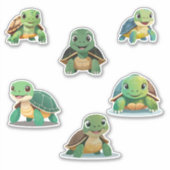 Verpakking van zes Schattigee schildpadden op één  Sticker (Voorkant)