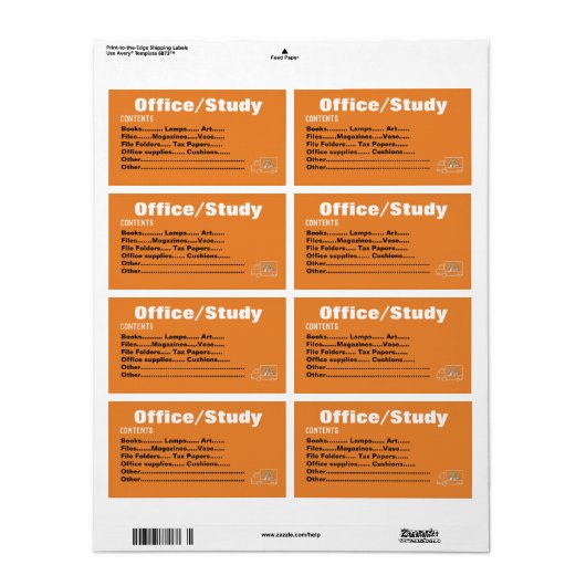 Verpakking Verhuislabels organiseren - Kantoor/Stu Etiket (Full Sheet)