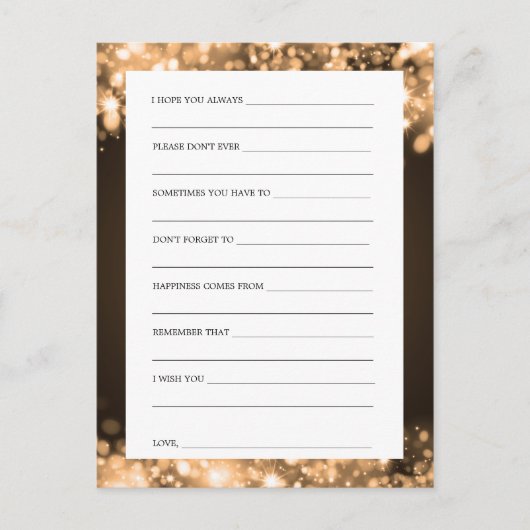 Verpakking voor bride- en groomgouden mousserende  advieskaart (Voorkant)