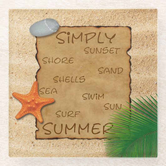 Verpakking voor de zand Achtergrond - Glazen Onder Glazen Onderzetter (Voorkant)