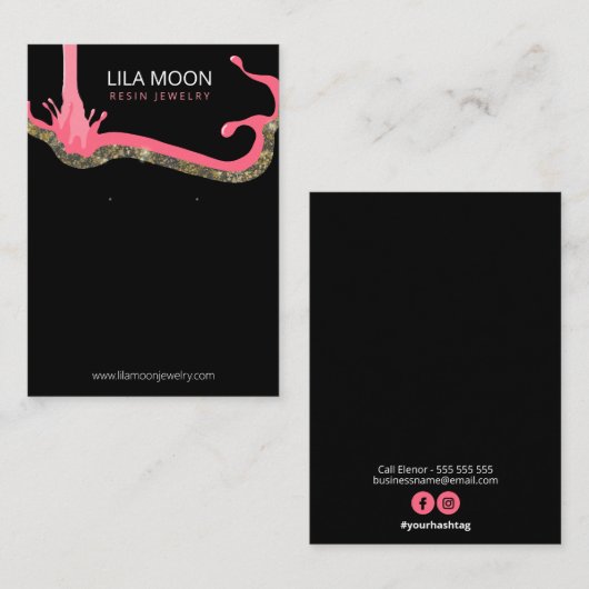 Verpakking voor hars oorbellen visitekaartje (Voorkant / Achterkant)