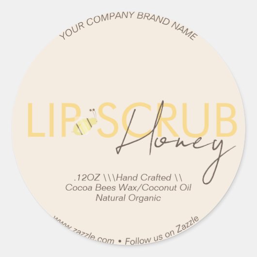Verpakking voor honing-lipscrub-business ronde sticker (Voorkant)