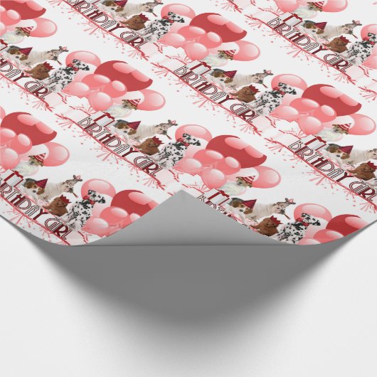 Verpakking voor vogelmeisjes van honden in roze en cadeaupapier (Hoek)