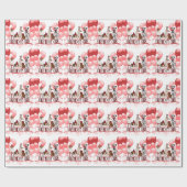 Verpakking voor vogelmeisjes van honden in roze en cadeaupapier (Vlak)