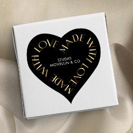 Verpakking voor zwart en Gold-handgemaakt product Hart Sticker