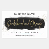 Verpakking voor zwarte en goudglitter moderne kaar rechthoekige sticker (Voorkant)