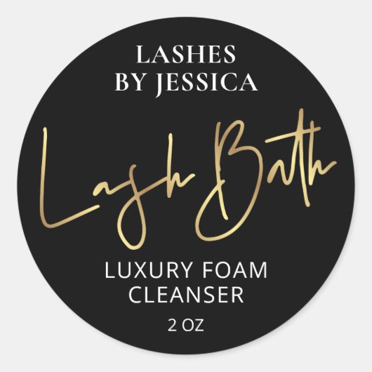 Verpakking voor zwarte en goudkleurige flesjes ronde sticker (Voorkant)