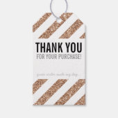 VERPAKKINGEN BEDANKT roos gouden glitter streep zw Cadeaulabel (Voorkant)