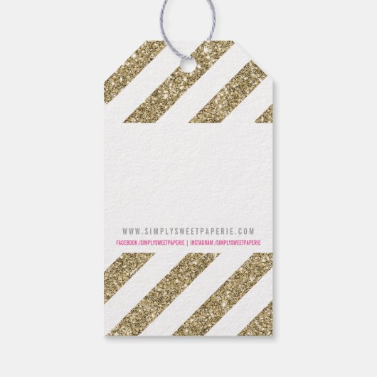 VERPAKKINGEN BEDANKT schattig goud glitter streep  Cadeaulabel (Achterkant)