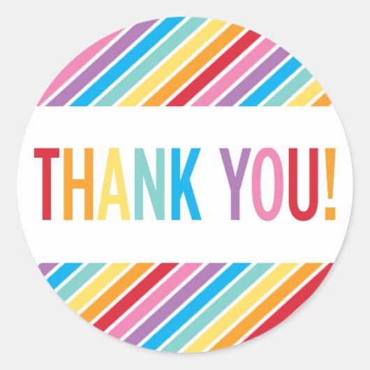 VERPAKKINGEN DANK U vette kleurrijke regenbooglett Ronde Sticker (Voorkant)