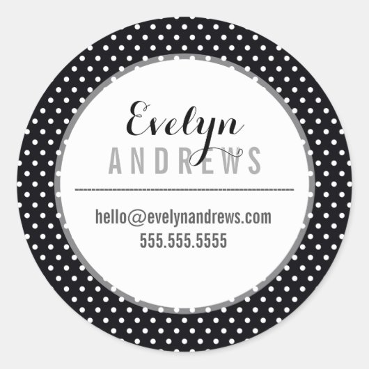 VERPAKKINGEN SIMPLE SPOT mini polka dot zwart wit Ronde Sticker (Voorkant)