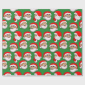 Verpakkingsdocument Groene achtergrond Kerstman Cadeaupapier (Vlak)