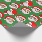 Verpakkingsdocument Groene achtergrond Kerstman Cadeaupapier (Hoek)