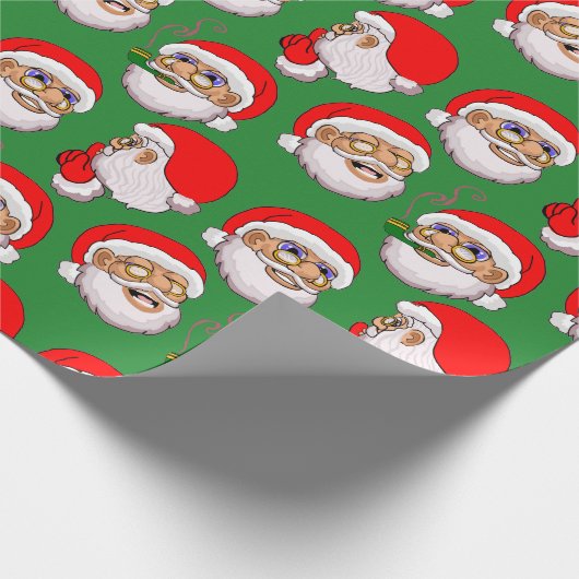 Verpakkingsdocument Groene achtergrond Kerstman Cadeaupapier (Hoek)