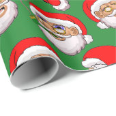 Verpakkingsdocument Groene achtergrond Kerstman Cadeaupapier (Rol Hoek)