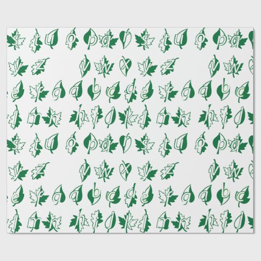 Verpakkingsdocument in groen alfabet cadeaupapier (Vlak)