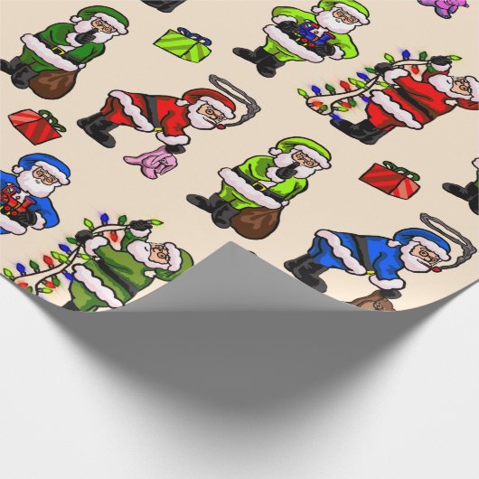 Verpakkingsdocument Vier Kleur Santas Cadeaupapier (Hoek)