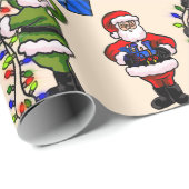 Verpakkingsdocument Vier Kleur Santas Cadeaupapier (Rol Hoek)