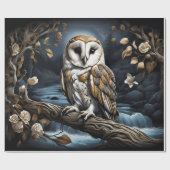 Verpakkingsdocument Vlakke Bladreeks van 3 Uil op Cadeaupapier (Vlak)