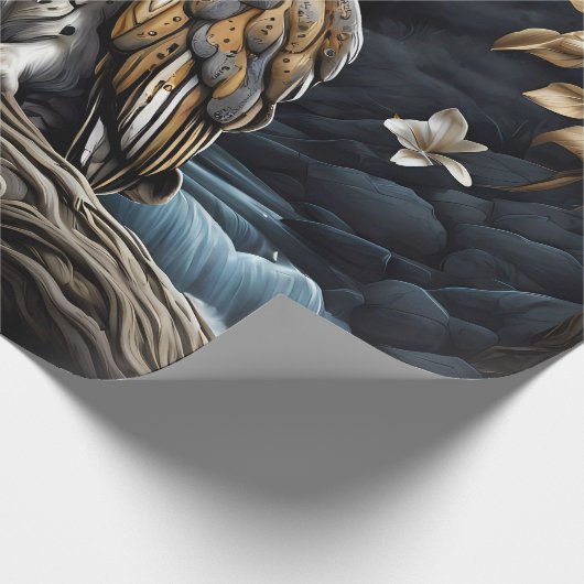 Verpakkingsdocument Vlakke Bladreeks van 3 Uil op  Cadeaupapier (Hoek)