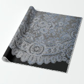 Verpakkingsdocument ZWART EN BLAUW ANTIEK KANTONTW Cadeaupapier (Uitgerold)