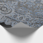 Verpakkingsdocument ZWART EN BLAUW ANTIEK KANTONTW Cadeaupapier (Hoek)