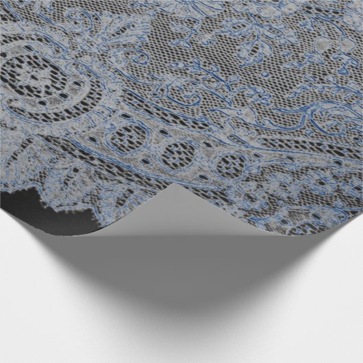 Verpakkingsdocument ZWART EN BLAUW ANTIEK KANTONTW Cadeaupapier (Hoek)