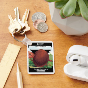  verpakkingslabel kunst, bietgroenten sleutelhanger