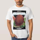  verpakkingslabel kunst, bietgroenten t-shirt (Voorkant)