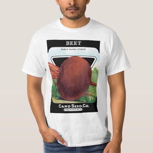  verpakkingslabel kunst, bietgroenten t-shirt (Voorkant)