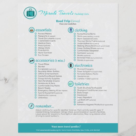 Verpakkingslijst: Road Trip (groep) (Voorkant)