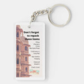 Verpakkingslijst voor reizen sleutelhanger (achterkant)
