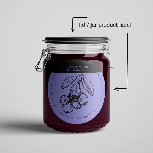 Verpakkingsontwerp blauwbes jam Jar Label