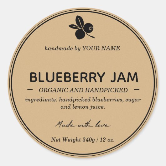 Verpakkingsontwerp blauwbes jam Jar Label (Voorkant)