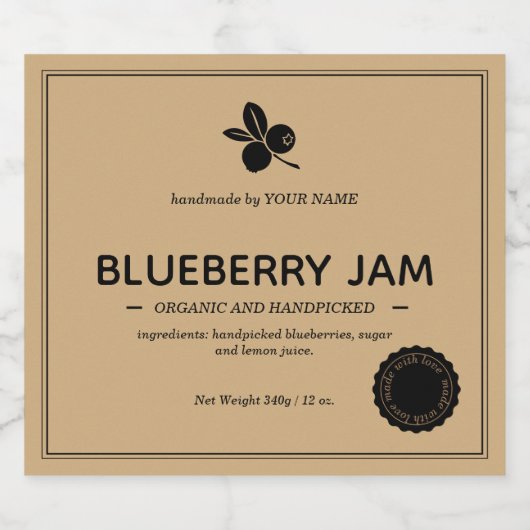Verpakkingsontwerp blauwbes jam Jar Label Sparkling Wijnetiket (Enkel label)