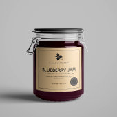 Verpakkingsontwerp blauwbes jam Jar Label Sparkling Wijnetiket