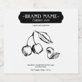 Verpakkingsontwerp voor Cherry Jam Jar Label Sparkling Wijnetiket (Enkel label)