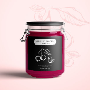 Verpakkingsontwerp voor Cherry Jam Jar Label Sparkling Wijnetiket