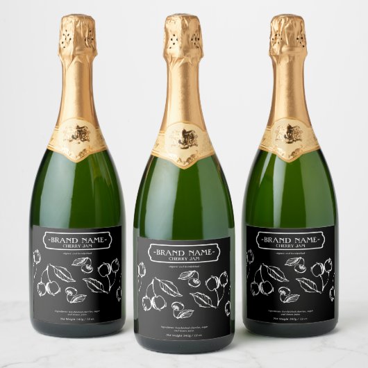 Verpakkingsontwerp voor Cherry Jam Jar Label Sparkling Wijnetiket (Flessen)