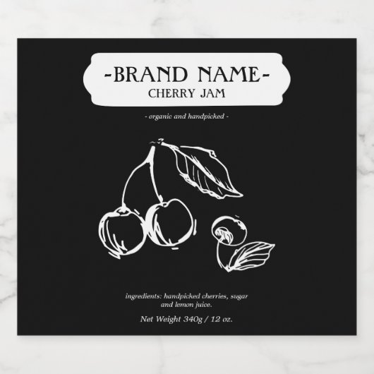 Verpakkingsontwerp voor Cherry Jam Jar Label Sparkling Wijnetiket (Enkel label)