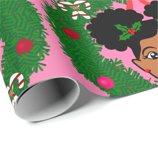 Verpakkingspapier, Afrikaanse Amerikaanse kerstmis Cadeaupapier (Rol Hoek)
