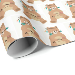 Verpakkingspapier - Beer met Baby-messing Cadeaupapier