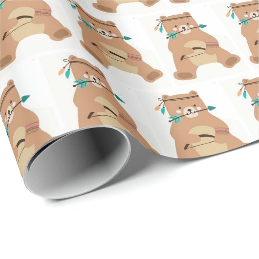 Verpakkingspapier - Beer met Baby-messing Cadeaupapier (Rol Hoek)